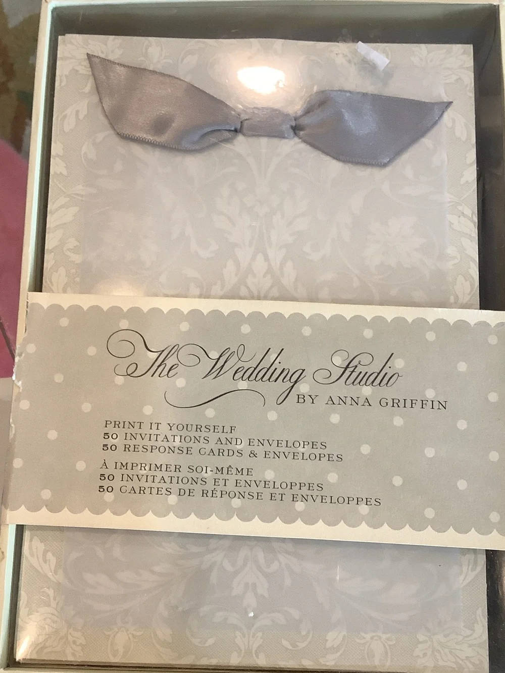 The Wedding Studio by Anna Griffin Gray Damask Wedding Invitation Set